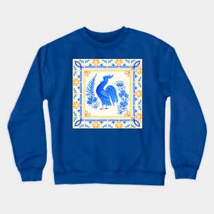 Blue painting with French folk cock. Crewneck Sweatshirt